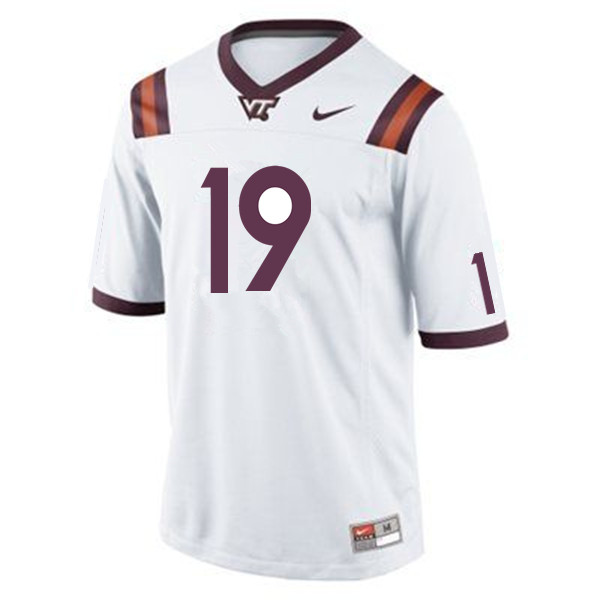 Men #19 Peyton Kemmerlin Virginia Tech Hokies College Football Jerseys Sale-White - Click Image to Close